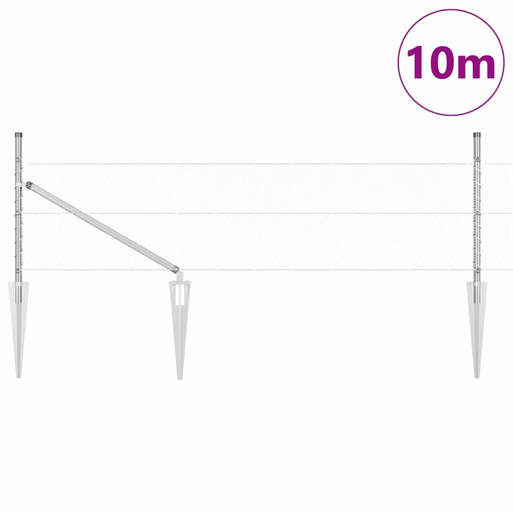 Recinzione con pali. Argento 0.5 x 10 m
