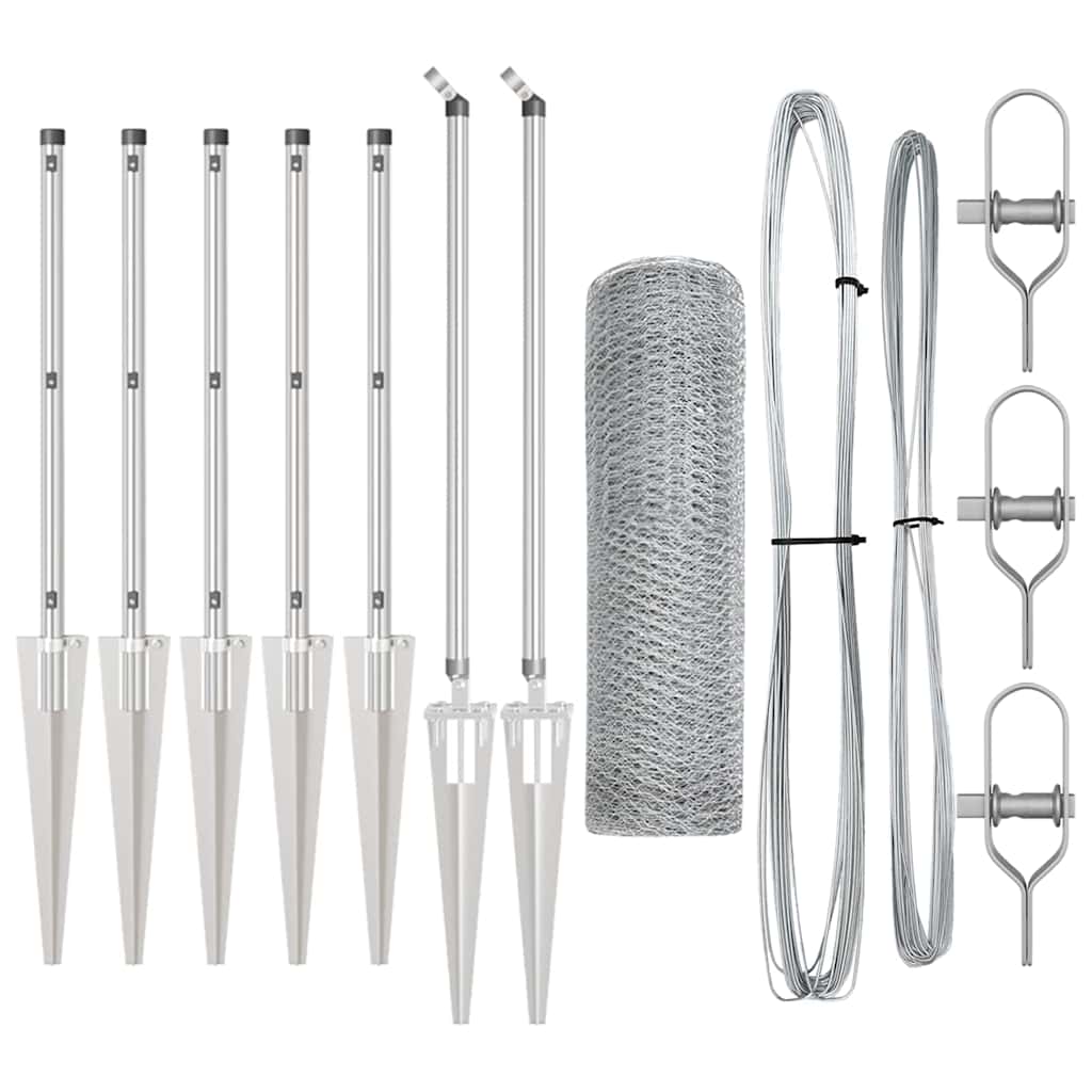 Recinzione con pali. Argento 0.6 x 10 m