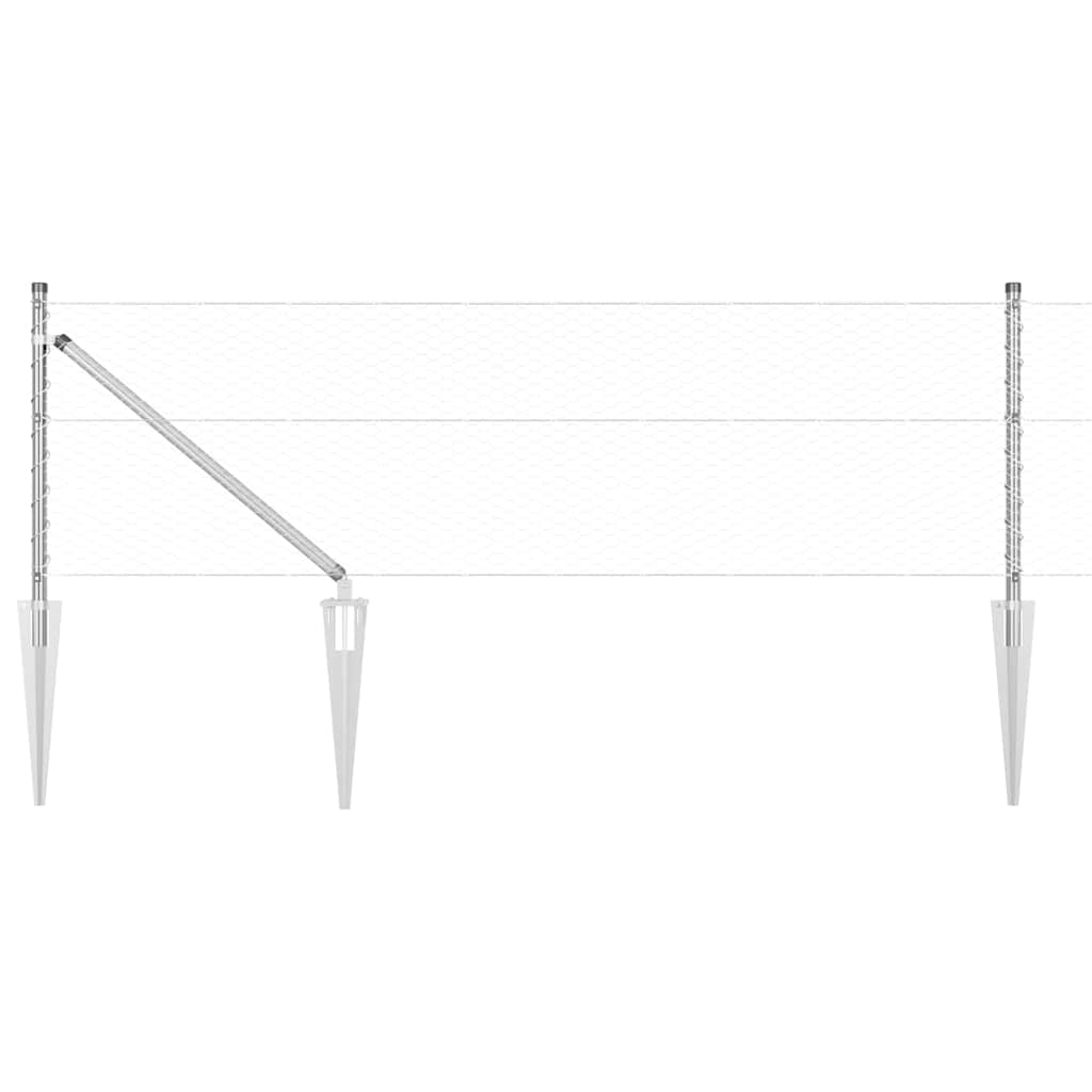 Recinzione con pali. Argento 0.6 x 10 m