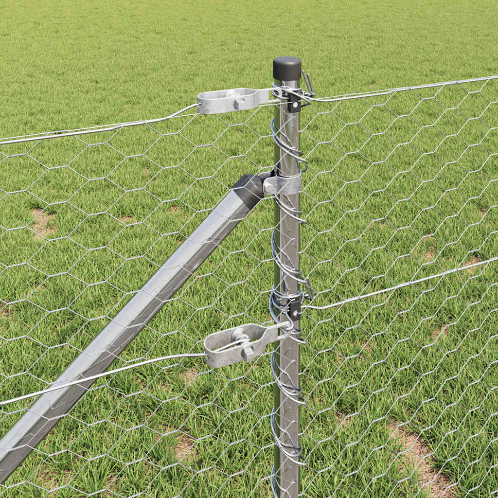 Recinzione con pali. Argento 0.6 x 10 m