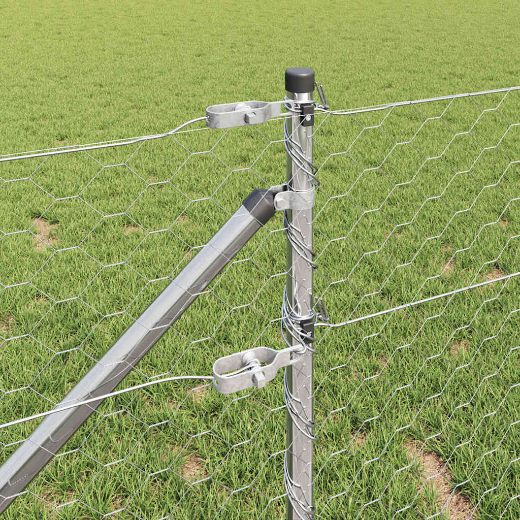 Recinzione con pali. Argento 0.6 x 10 m