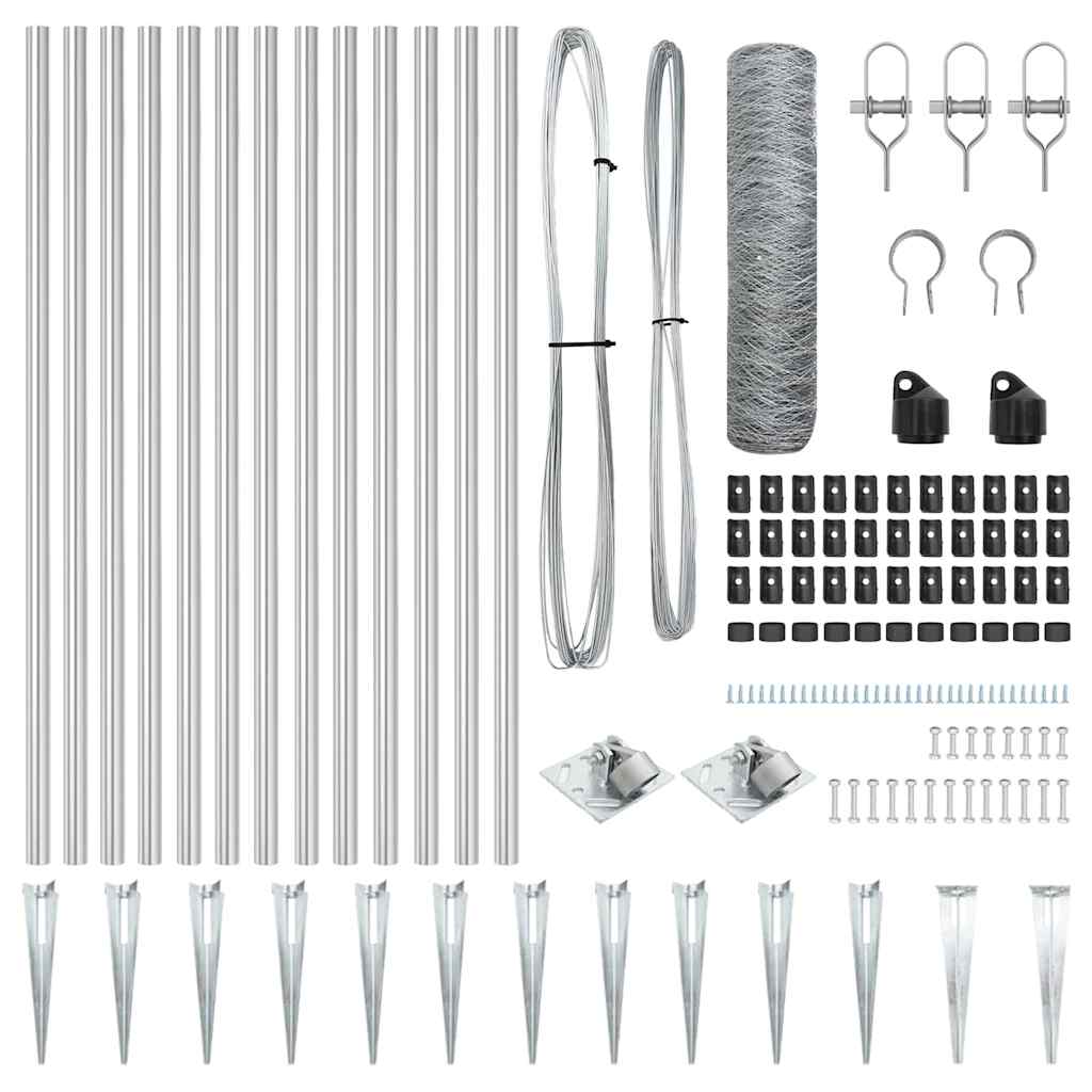Recinzione con pali. Argento 0.5 x 25 m