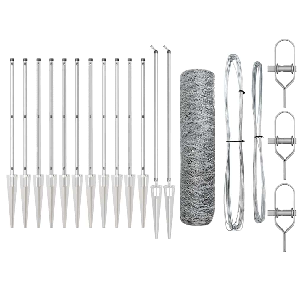 Palo della recinzione Argento 25 x 0,8 m (maglia 50 mm) Acciaio