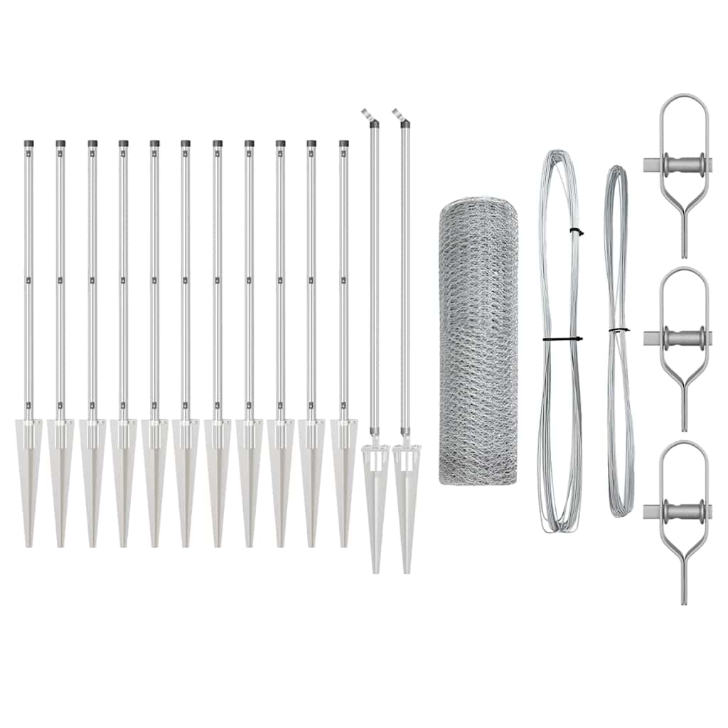 Palo della recinzione Argento 25 x 1 m (rete da 13 mm) Acciaio