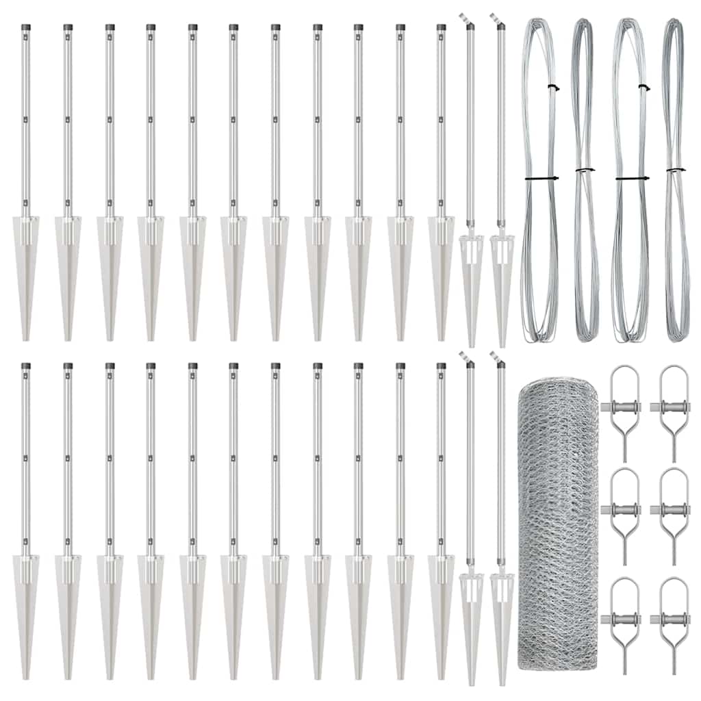 Palo della recinzione Argento 50 x 0,4 m (rete 13 mm) Acciaio