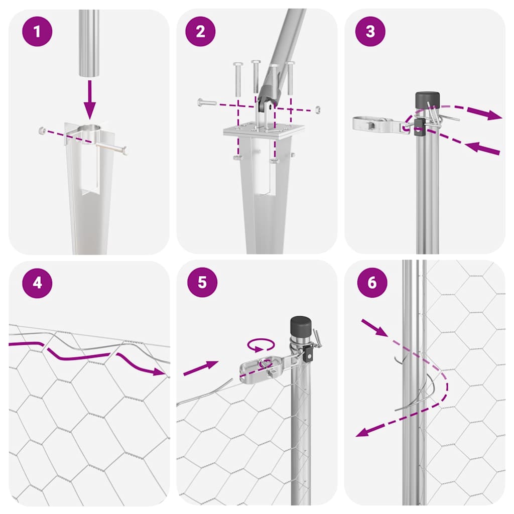 Palo della recinzione Argento 100 x 0,8 m (maglia da 50 mm)