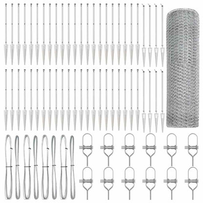 Recinzione con pali. Argento 1 x 100 m Acciaio rivestito in PVC