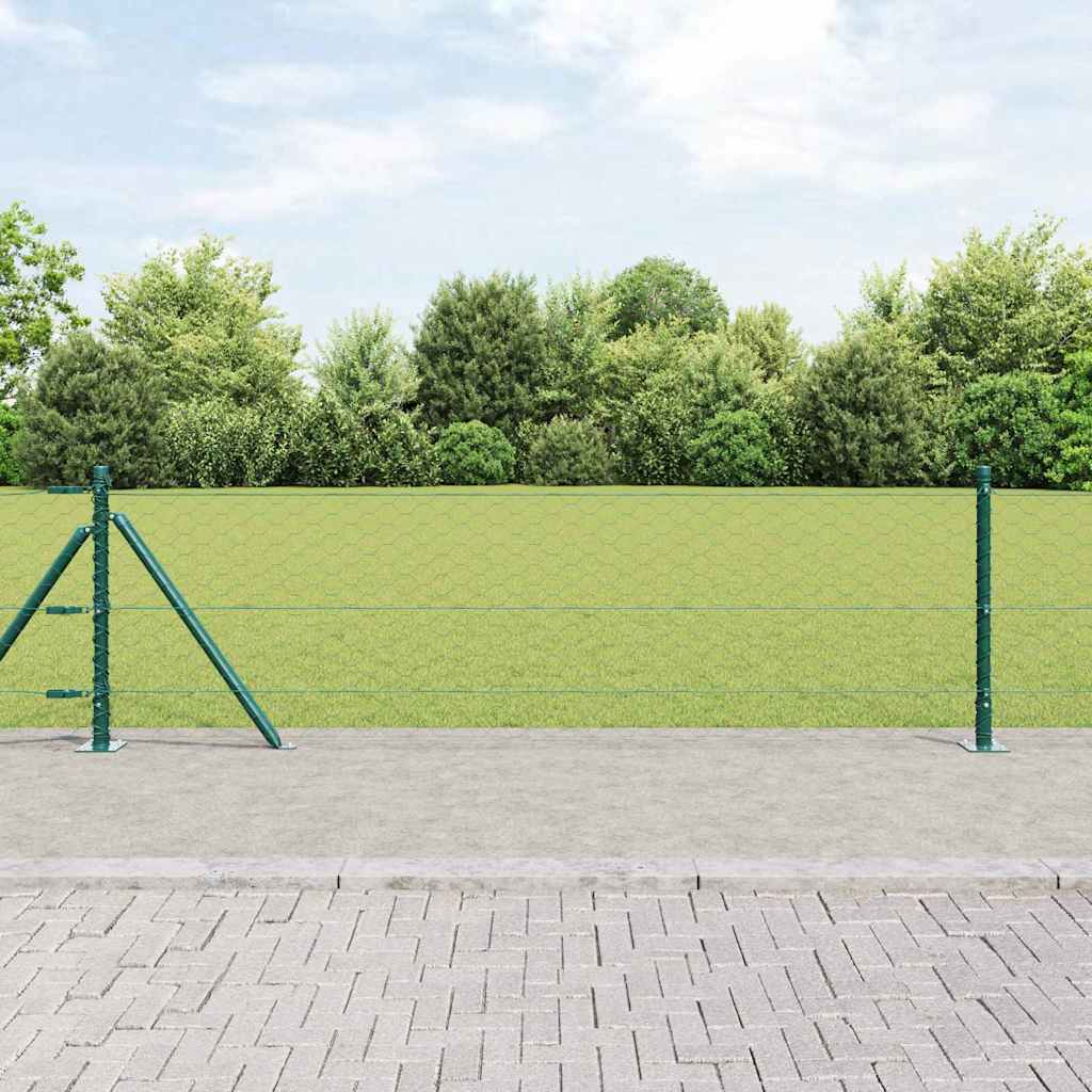 Recinzione con pali. Verde 0.6 x 10 m Acciaio rivestito in PVC