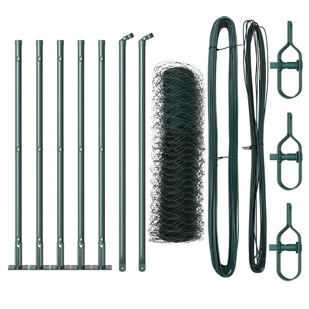 Recinzione con pali. Verde 0.6 x 10 m Acciaio rivestito in PVC