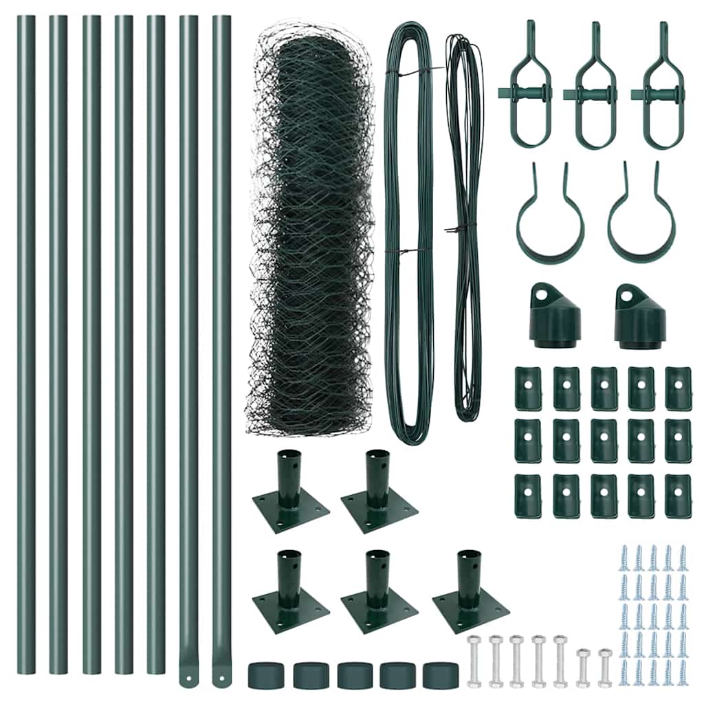 Recinzione con pali. Verde 0.6 x 10 m Acciaio rivestito in PVC