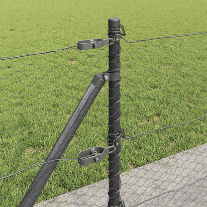 Recinzione con pali. Grigio 0.4 x 10 m Acciaio rivestito in PVC