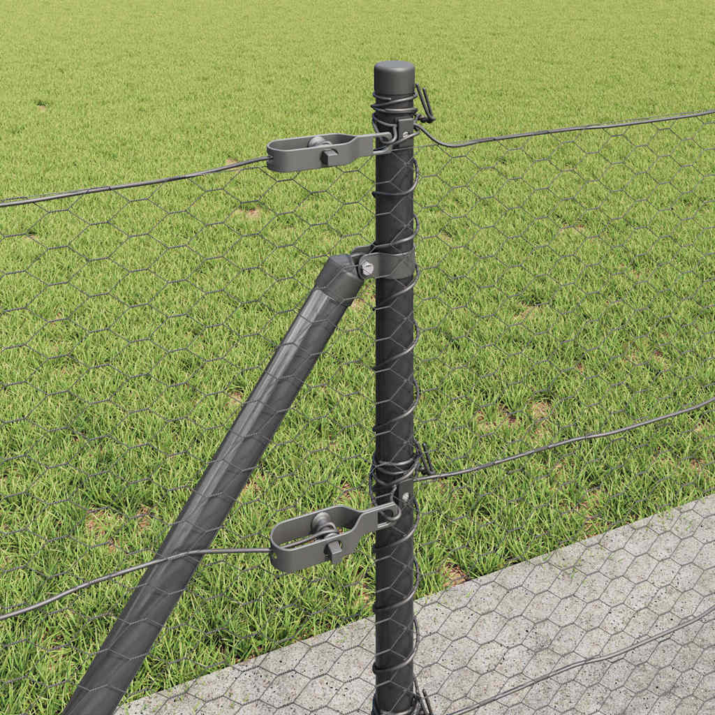 Recinzione con pali. Grigio 0.6 x 10 m Acciaio rivestito in PVC