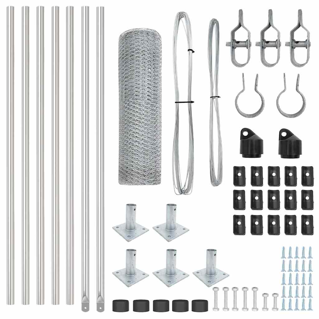 Recinzione con pali. Argento 0.5 x 10 m