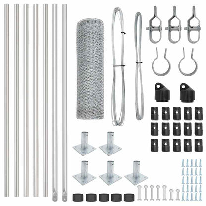 Recinzione con pali. Argento 0.5 x 10 m