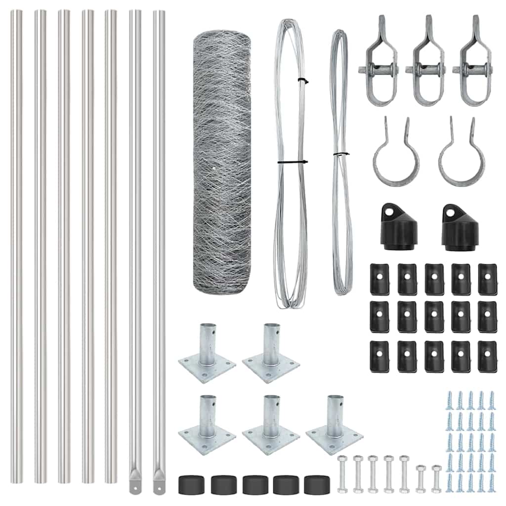 Recinzione con pali. Argento 0.6 x 10 m