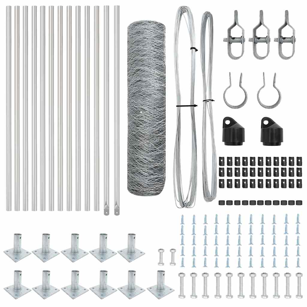 Palo della recinzione Argento 25 x 0,5 m (rete 50 mm) Acciaio