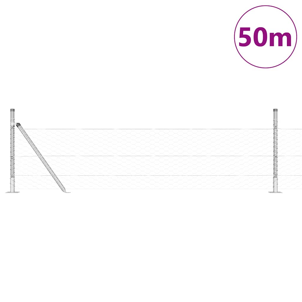 Palo della recinzione Argento 50 x 0,4 m (rete 36 mm) Acciaio