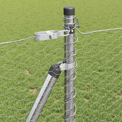 Recinzione con pali. Argento 1 x 100 m Acciaio rivestito in PVC