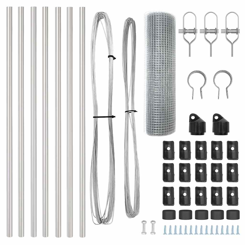 Recinzione con pali. Argento 0.4 x 10 m Acciaio