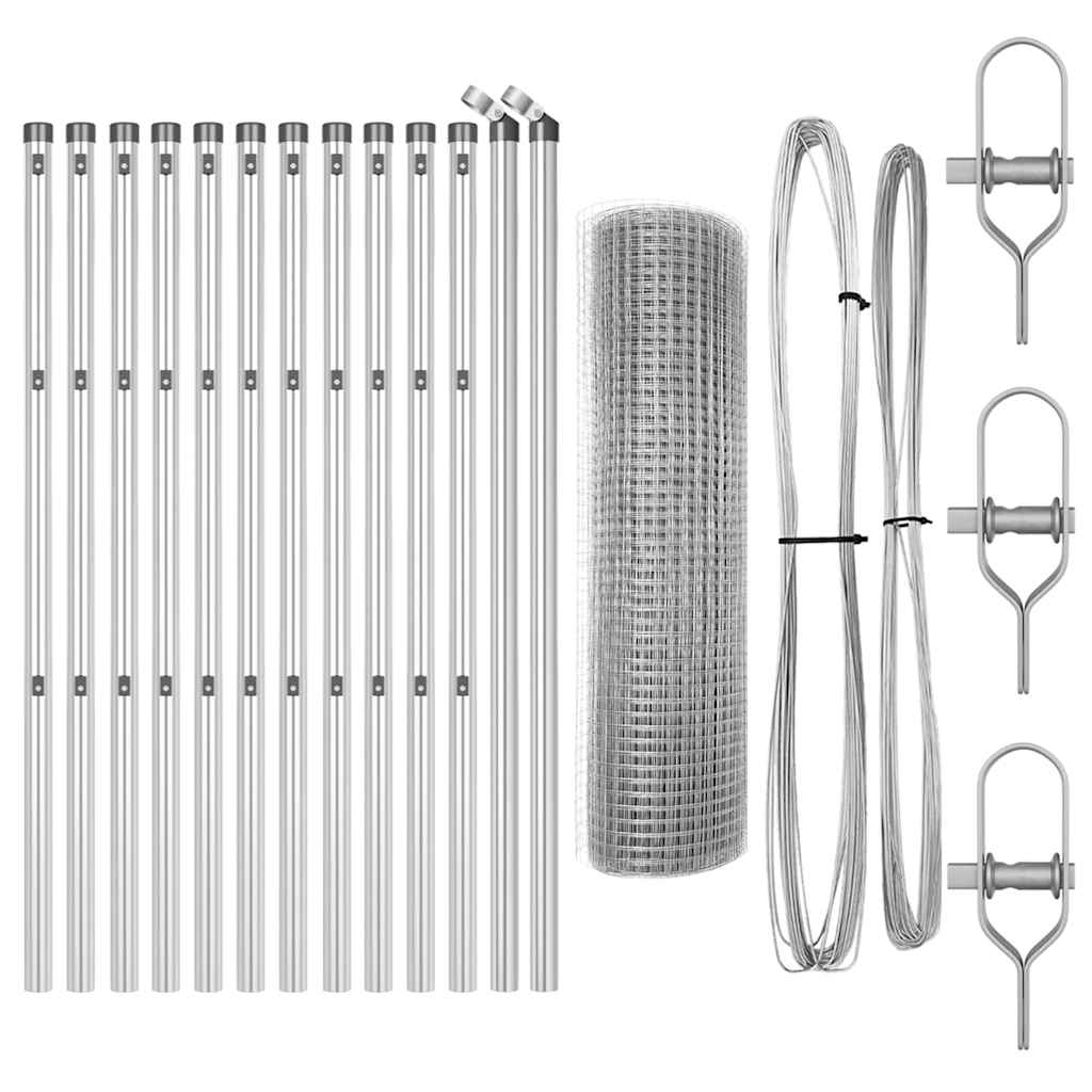 Recinzione con pali. Argento 0.4 x 25 m Acciaio