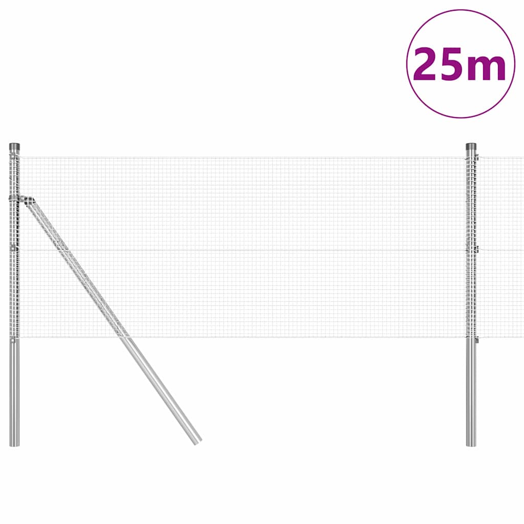 Recinzione con pali. Argento 0.4 x 25 m Acciaio