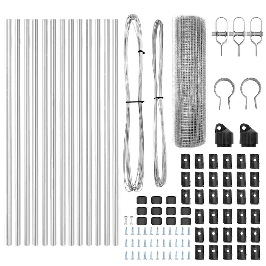 Recinzione con pali. Argento 0.4 x 25 m Acciaio