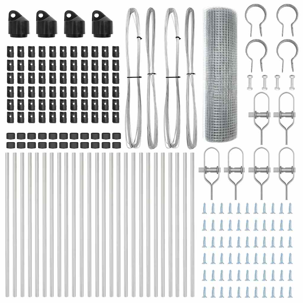 Recinzione con pali. Argento 0.4 x 50 m Acciaio