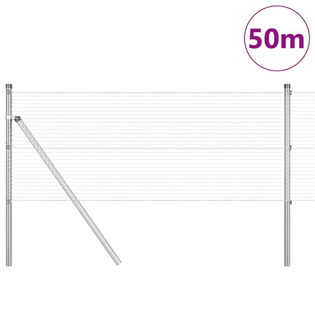 Recinzione con pali. Argento 0.5 x 50 m Acciaio