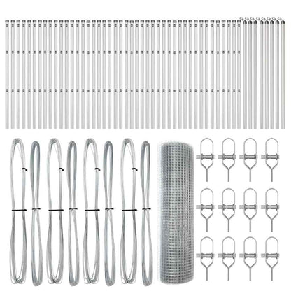 Recinzione con pali. Argento 0.4 x 100 m Acciaio