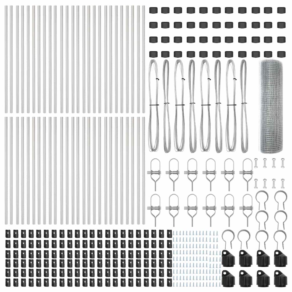 Recinzione con pali. Argento 0.4 x 100 m Acciaio