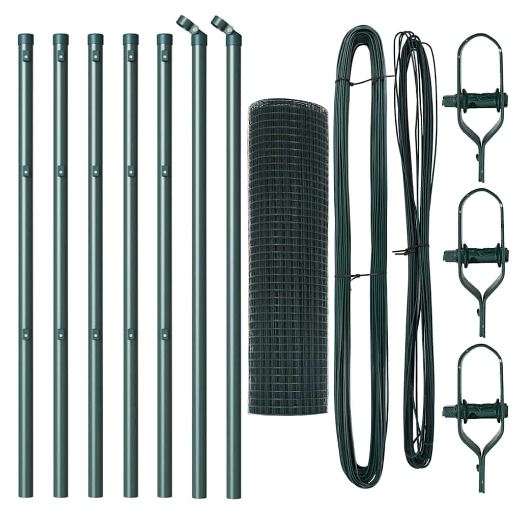 Recinzione con pali. Verde 0.5 x 10 m Acciaio