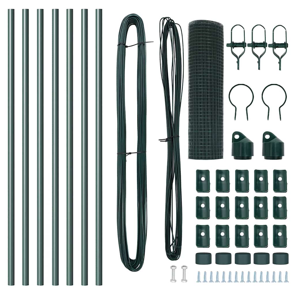 Recinzione con pali. Verde 0.5 x 10 m Acciaio