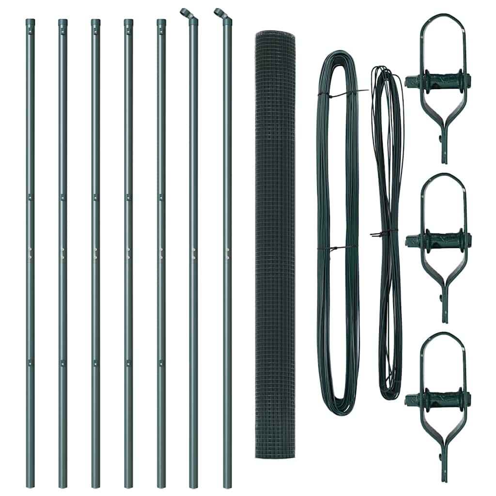 Recinzione con pali. Verde 1.5 x 10 m Acciaio