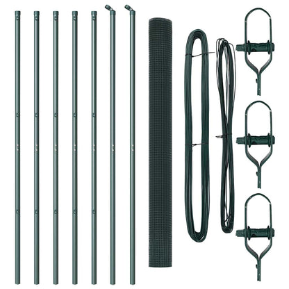 Recinzione con pali. Verde 1.5 x 10 m Acciaio