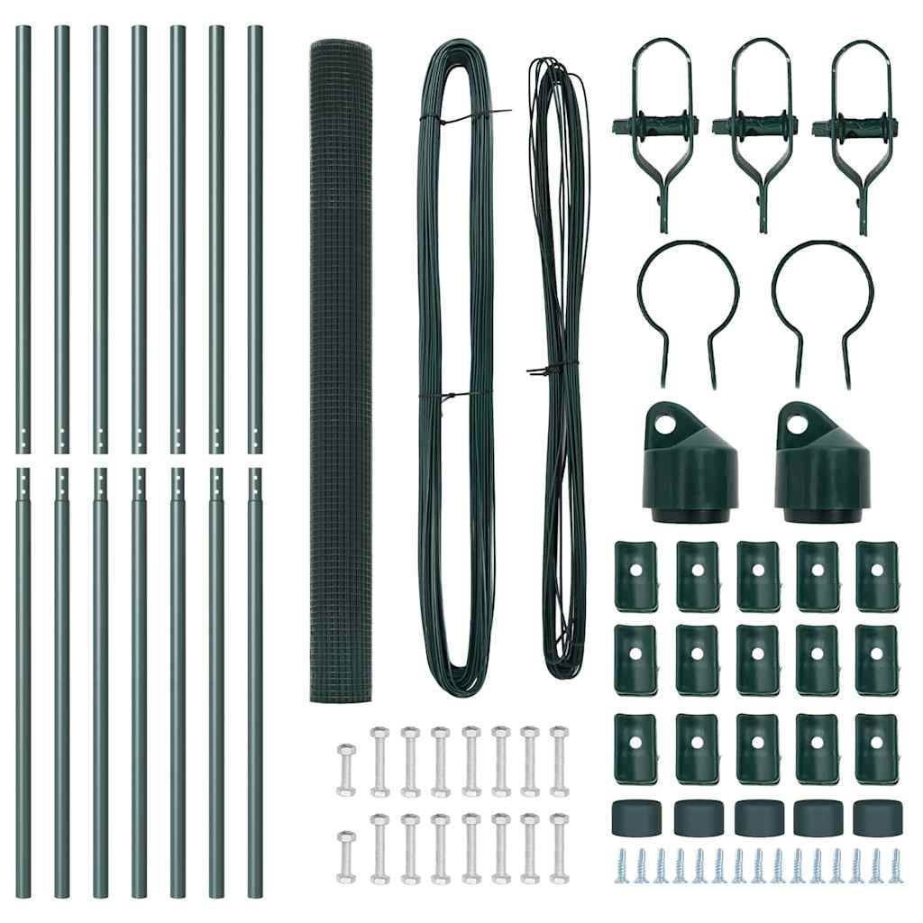 Recinzione con pali. Verde 1.5 x 10 m Acciaio