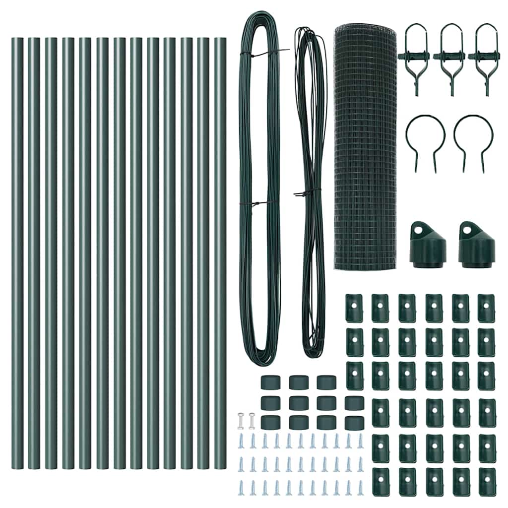 Recinzione con pali. Verde 0.5 x 25 m Acciaio