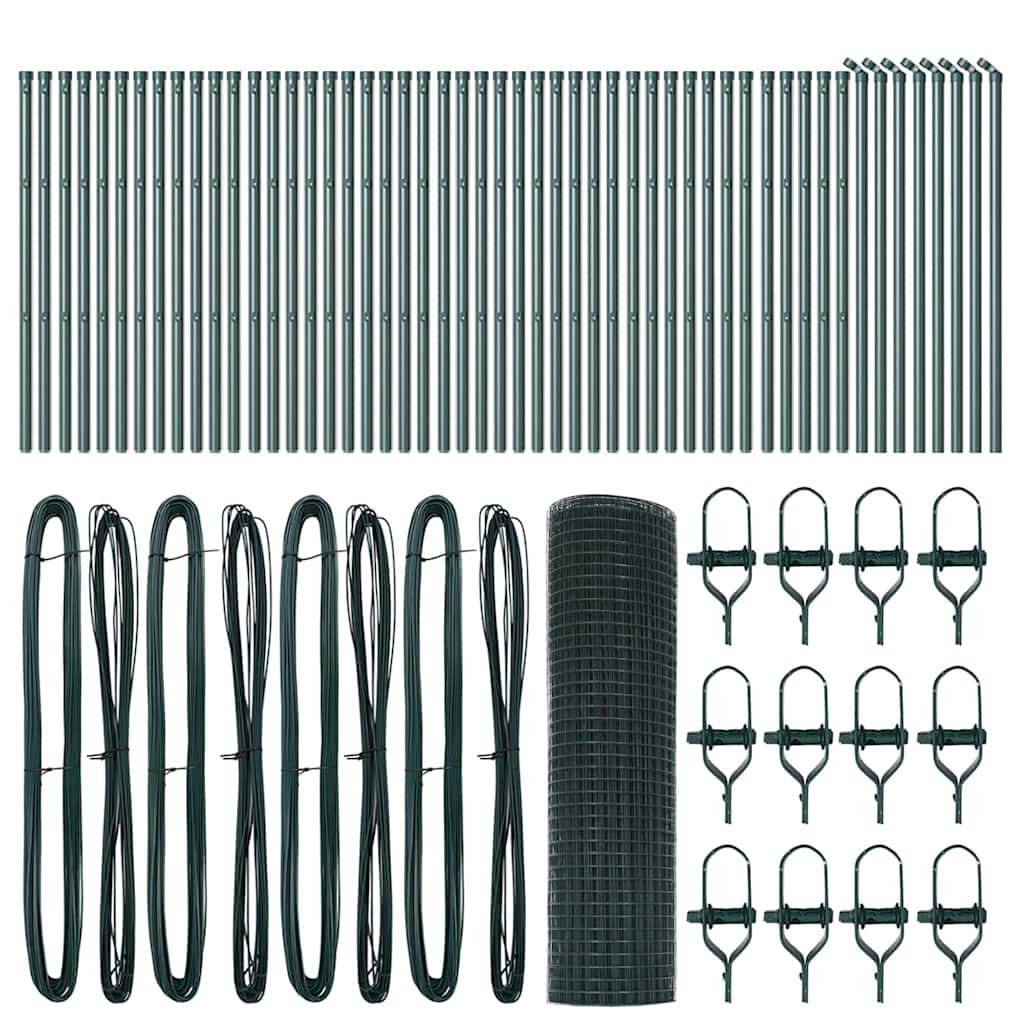 Recinzione con pali. Verde 0.6 x 100 m Acciaio