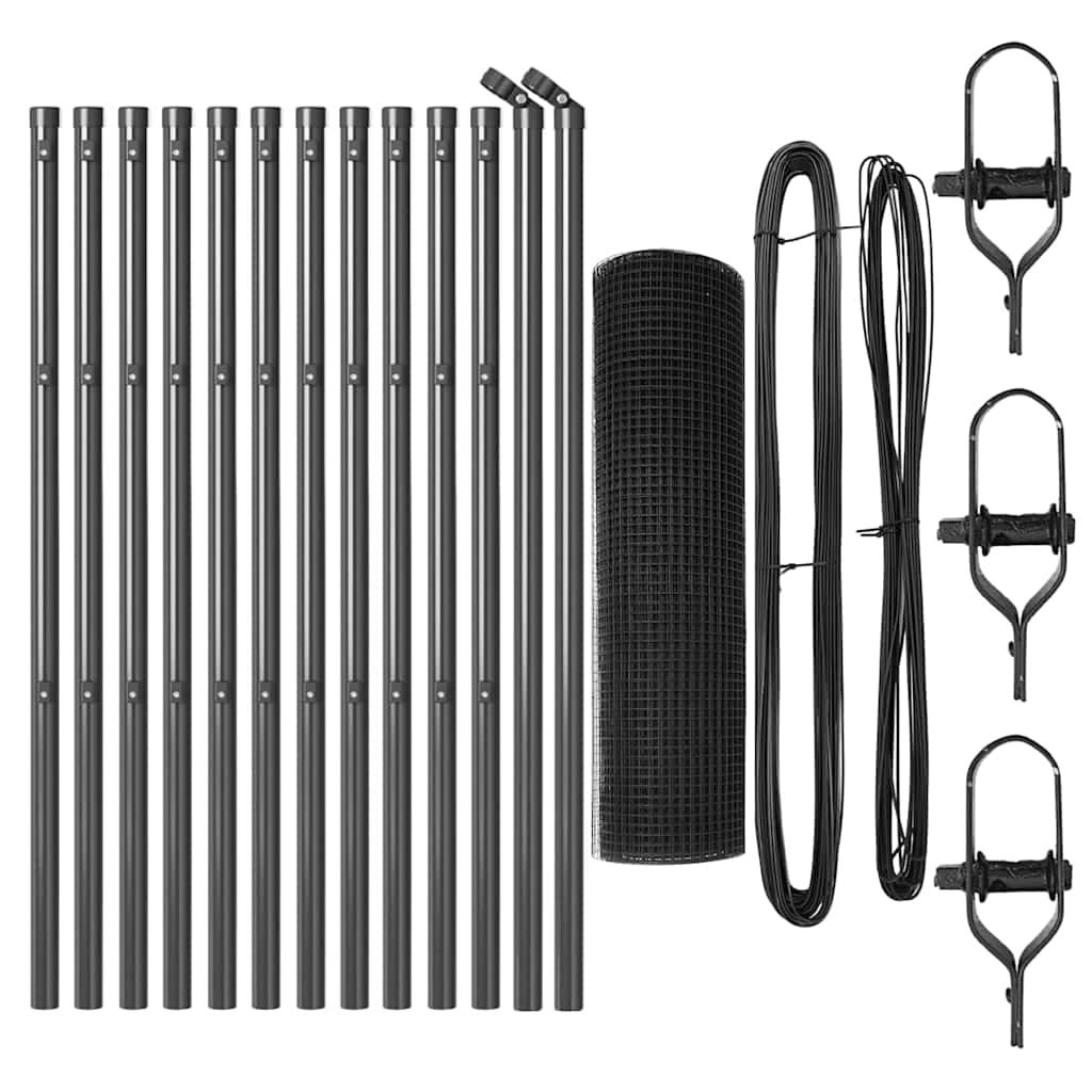 Palo della recinzione Grigio 25 x 0,6 m (maglia 12 x 12 mm)