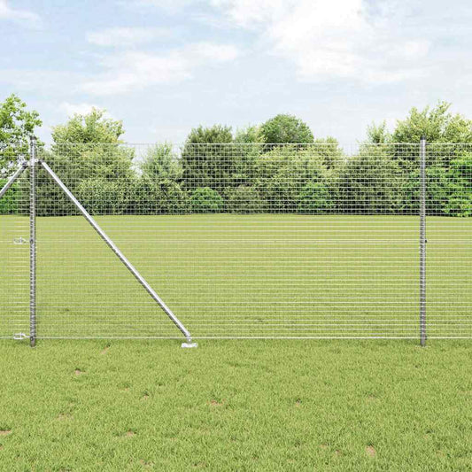 Recinzione in rete saldata con punte 10 x 1,2 m Argento Rete