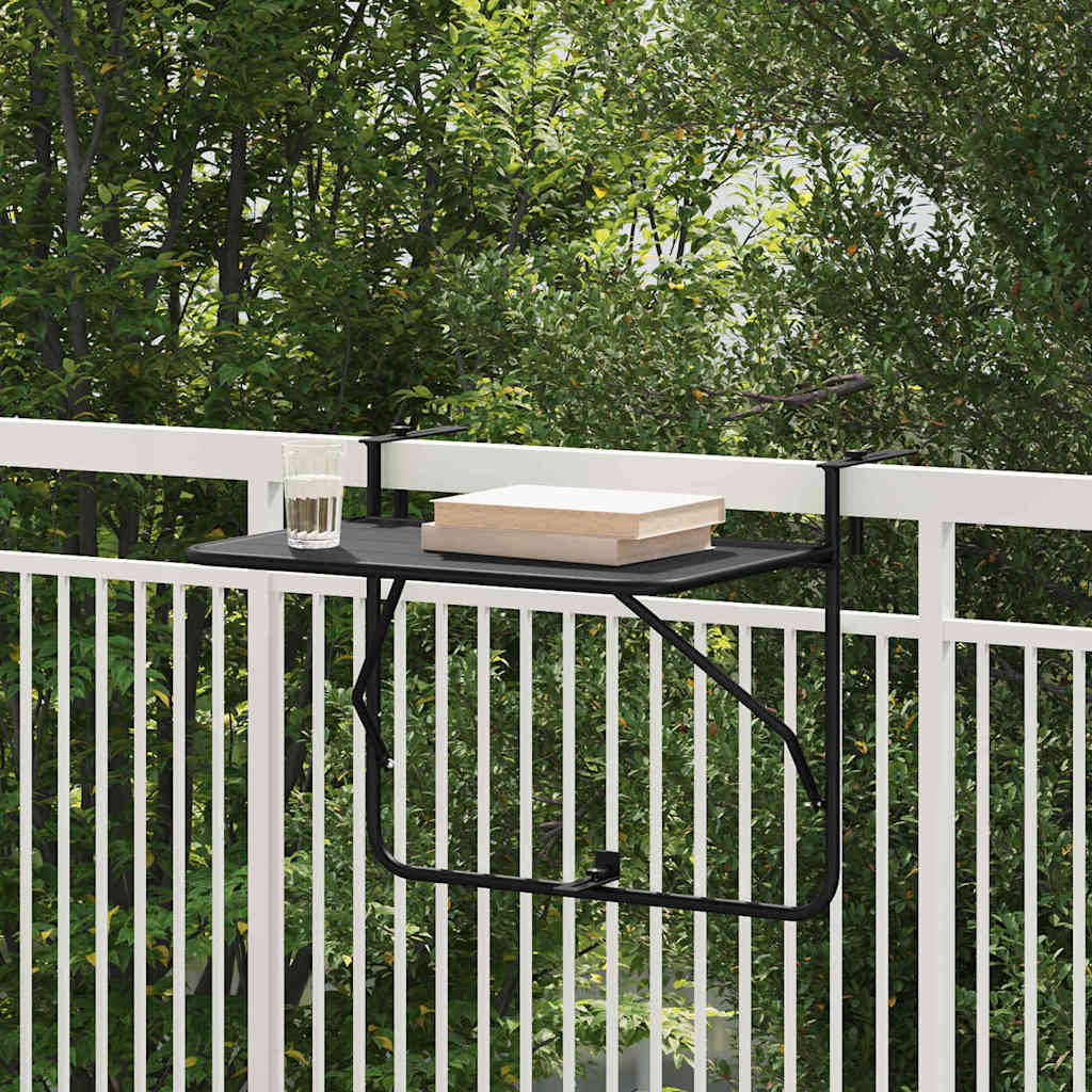 Tavolo Appeso da Balcone Nero 60 x 39 x 65 cm Acciaio