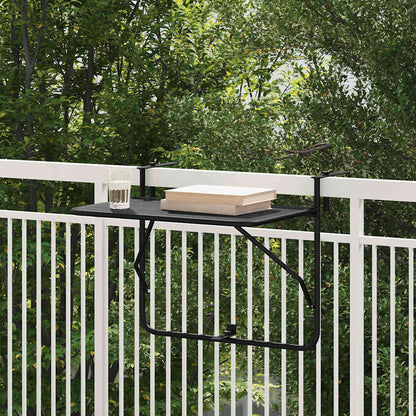 Tavolo Appeso da Balcone Nero 60 x 39 x 65 cm Acciaio