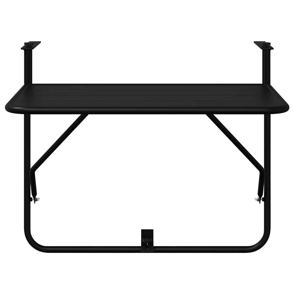 Tavolo Appeso da Balcone Nero 60 x 39 x 65 cm Acciaio