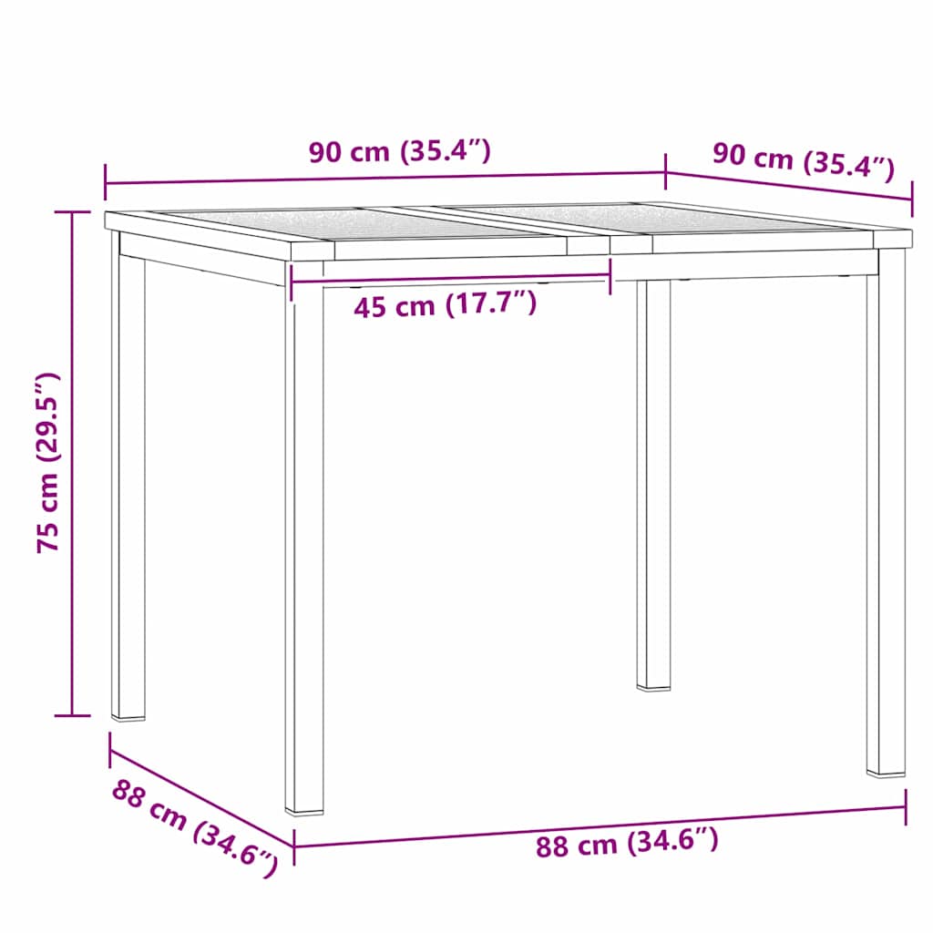 Tavolo da pranzo 90x90x75 cm