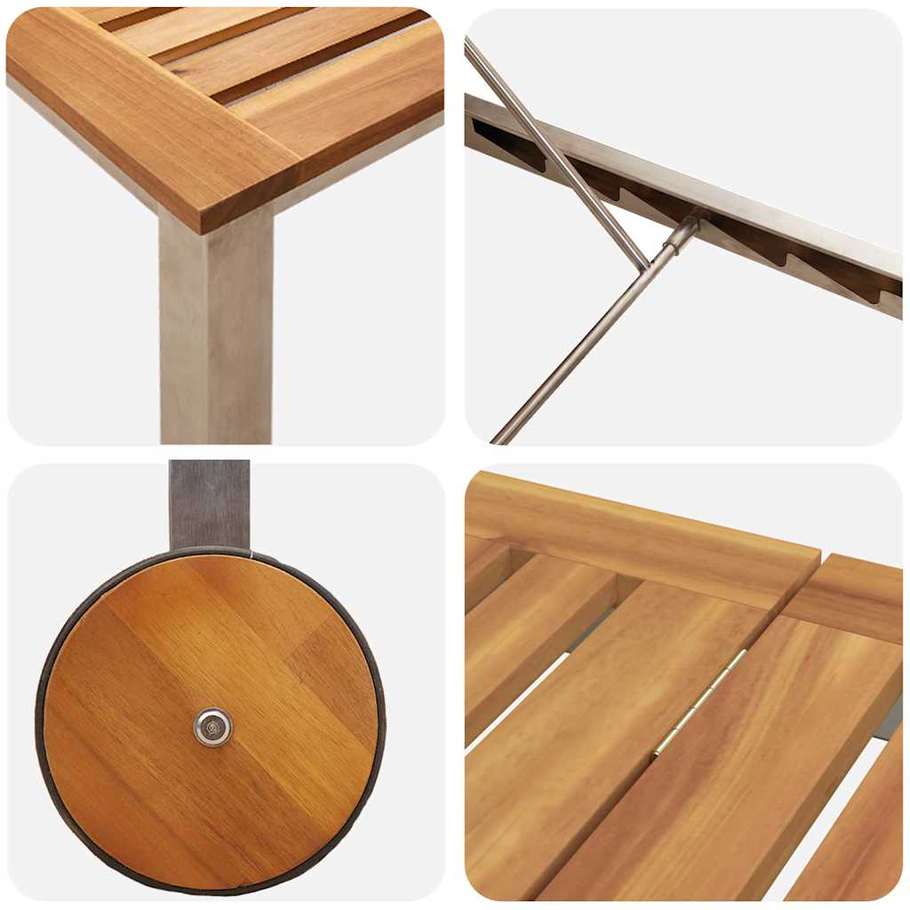 Lettino da sole 1-persona Marrone Legno massello di acacia