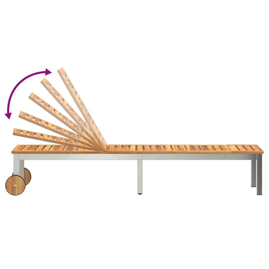 Lettino da sole 1-persona Marrone Legno massello di acacia