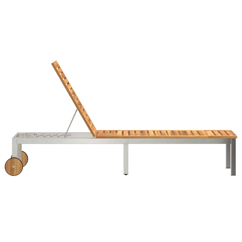 Lettino da sole 1-persona Marrone Legno massello di acacia