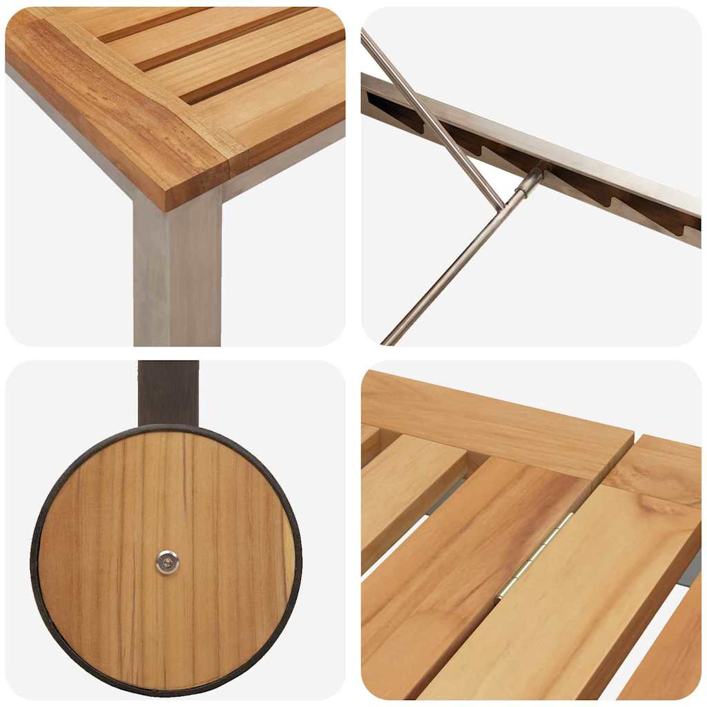 Lettino da sole 1-persona Marrone Legno massello di acacia