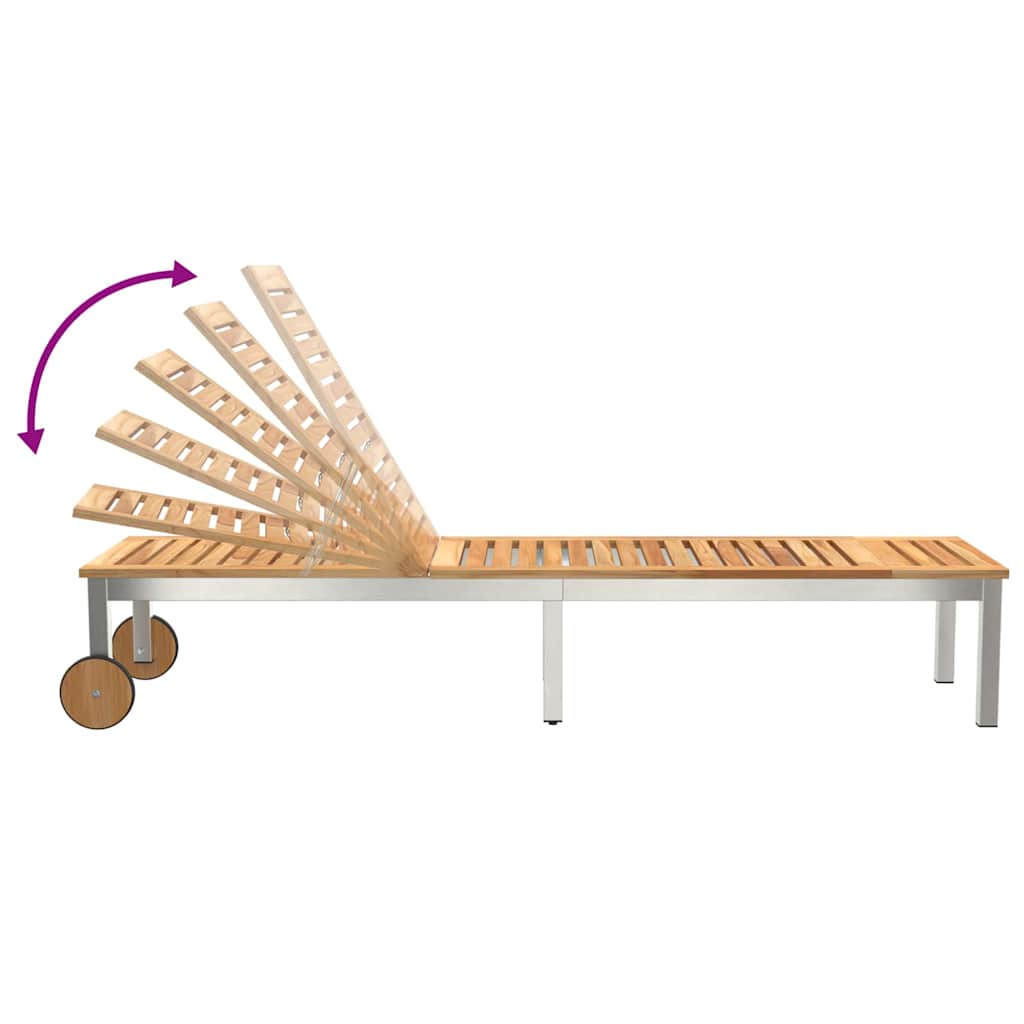 Lettino da sole 1-persona Marrone Legno massello di acacia