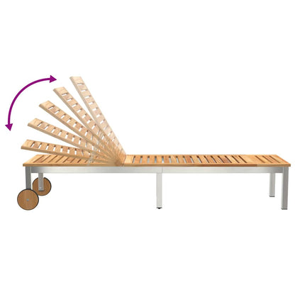 Lettino da sole 1-persona Marrone Legno massello di acacia