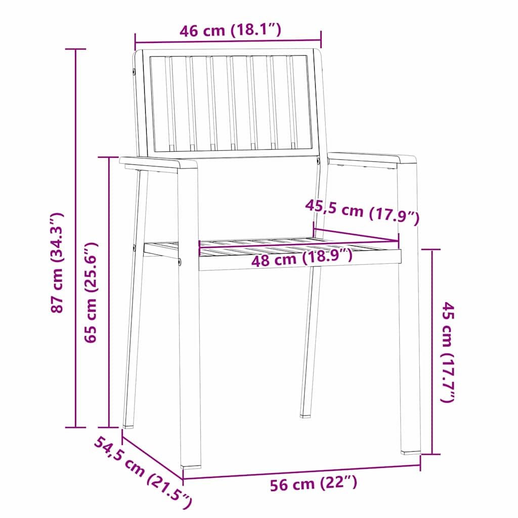 Sedia da Giardino 2 pcs Marrone Legno di teak solido | homemem39
